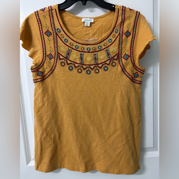 Sundance Tops - Sundance Beaded short sleeve top size small NEW